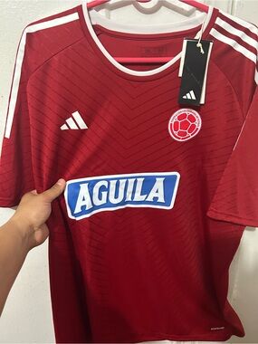 adidas Maroon Soccer Jersey with White Accents and Sponsor Patch